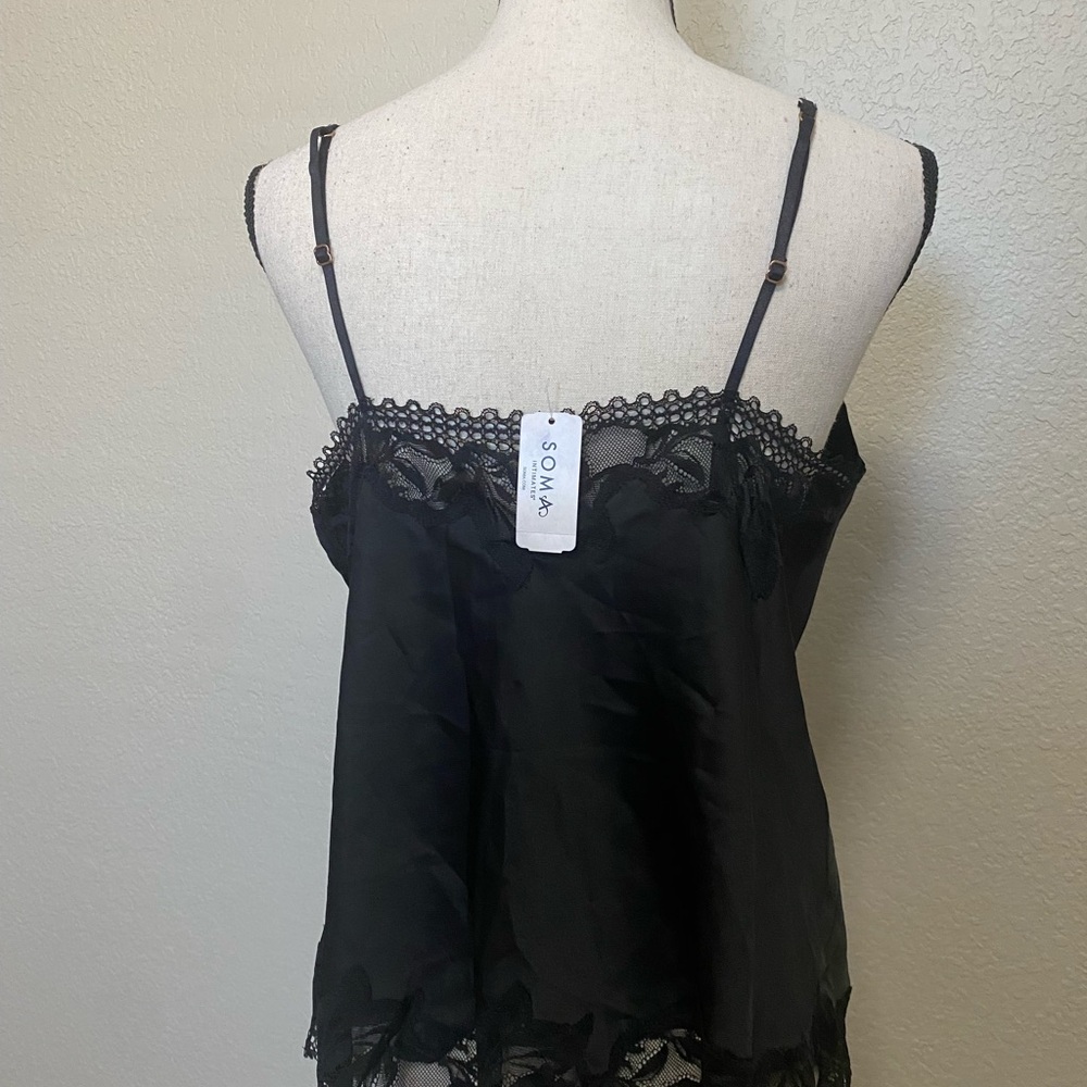 NWT Soma Elegant Black Lace Camisole sz Lg - Picture 2 of 3